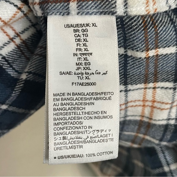 $20 SALE Classic Plaid Men's Shirt Blue White Orange Fall Winter Layer Mid/Heavy - Picture 6 of 7